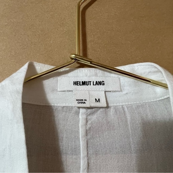 Helmut Lang | Element Sheer Hem Silk Button Front Shirt Combo Top White Size M - Picture 3 of 16